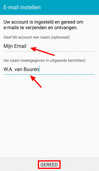 Geef eventueel een naam aan je account en klik op Volgende