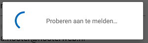 De Outlook App probeert verbinding met de server te maken..