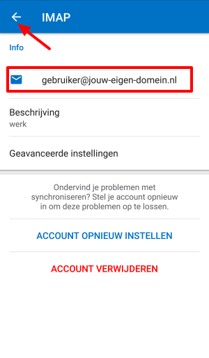 Klik op het pijltje bovenaan