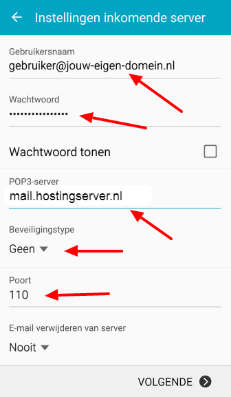 Vul de juiste gegevens in