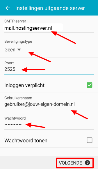 Vul de gegevens in en klik op Volgende