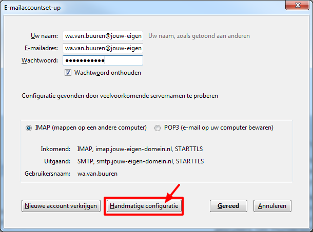 Klik op handmatige configuratie